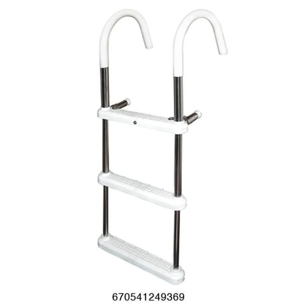 Jif Marine JIF Marine DMT3-7 3 Step Gunwale 7 in. Hook Boat Ladder - Stainless Steel DMT3-7 - main